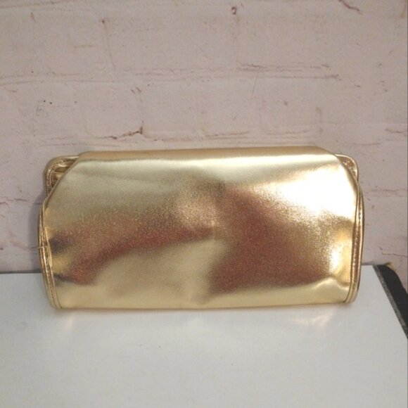 Estee Lauder Gold Clutch Purse Makeup Cosmetic Evening Bag - Picture 2 of 13